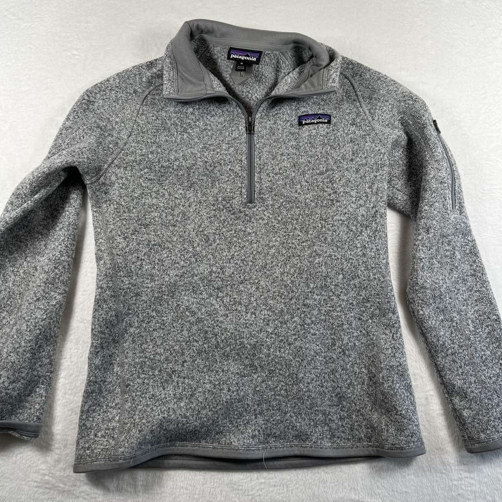 Patagonia Better Sweater Pullover Womens Medium Gray 1/4 Zip Fleece Mock Neck